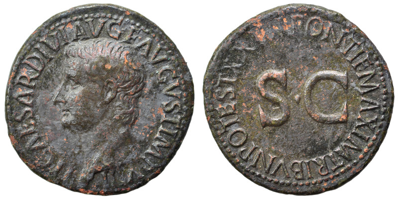 Tiberius, 14-37. As (bronze, 11.39 g, 29 mm), Rome. TI CAESAR DIVI AVG F AVGVST ...