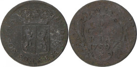 Achtste stuiver of Duit. Gelderland. 1759/58. Zeer Fraai -. CNM 2.17.195. 2,69 g.