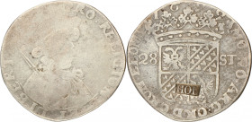 Florijn van 28 stuiver - Met Hollandse klop. Groningen. 1692. Zeer Goed / Fraai. CNM 2.20.13. Delm. 1120. 14,67 g.
