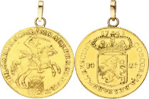 Gouden rijder van 14 gulden - Met hanger. Groningen en Ommelanden. 1761. Zeer Fraai. Gepoetst. CNM 2.20.6. Delm. 1161. 10,2 g.
