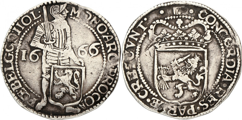 Zilveren dukaat. Holland. 1666/65. Zeer Fraai -. CNM 2.28.79. Delm. 968. 27,64 g...