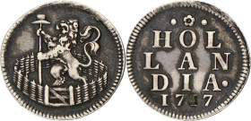 Zilveren duit. Holland. 1717. Zeer Fraai. Gepoetst. CNM 2.28.126. 3,06 g.