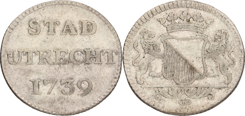 Duit - Zilveren afslag. Utrecht. 1739. Zeer Fraai. CNM 2.44.21. 3,7 g.