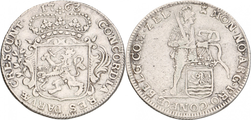 Kwart zilveren dukaat. Zeeland. 1763. Zeer Fraai +. CNM 2.49.54. Delm. 1008a. 6,...