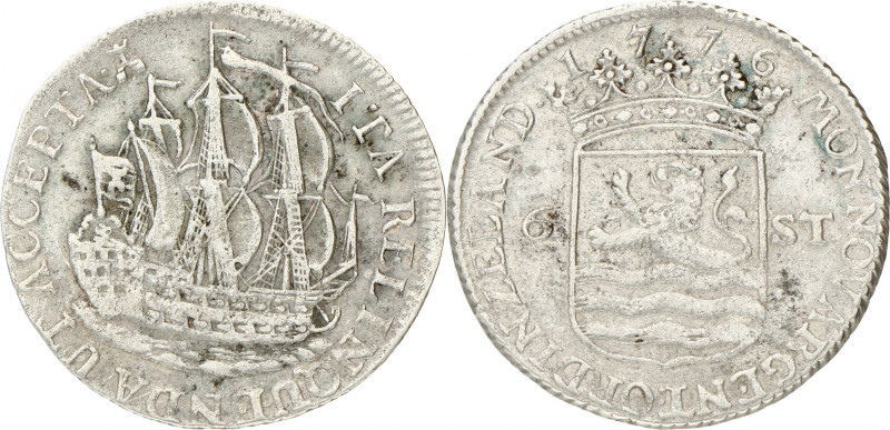 Scheepjeschelling van 6 stuiver. Zeeland. 1776. Zeer Fraai. CNM 2.49.92. 4,81 g.