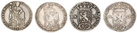 Lot (2) Halve gulden van X stuiver. V.O.C. (Zeeland). 1791. Gemiddeld Zeer Fraai. Scho. 77 & 78b. Passon 16,6 & 16,8. 9,8 g.