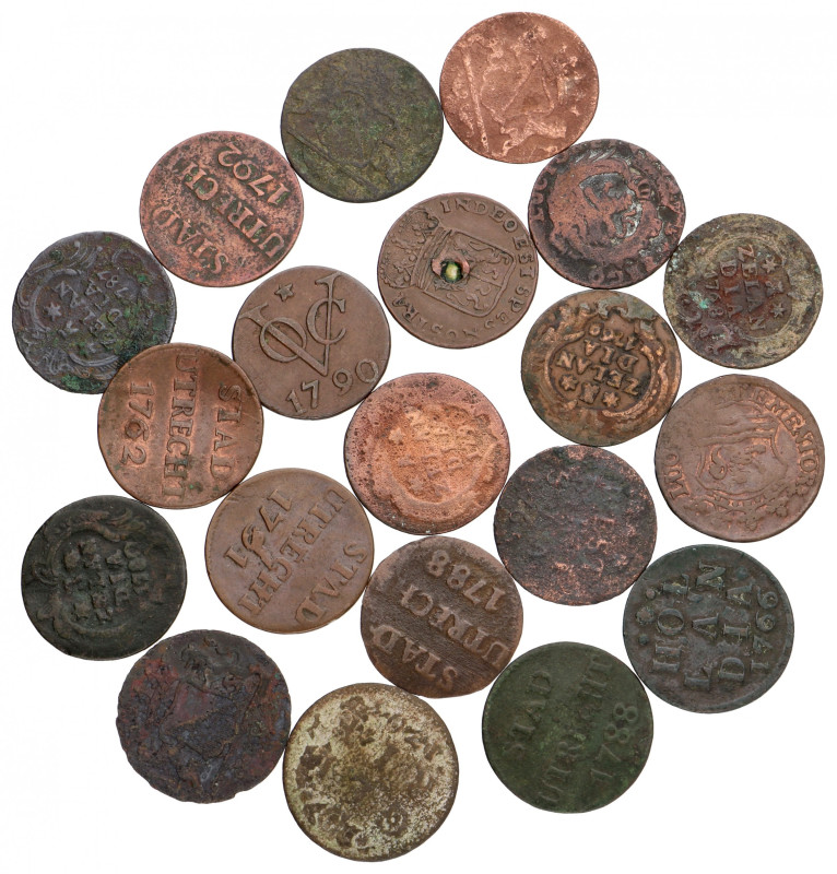 Lot (20) Koperen duiten. Provinciaal. Gemiddeld Fraai. 55,5 g.