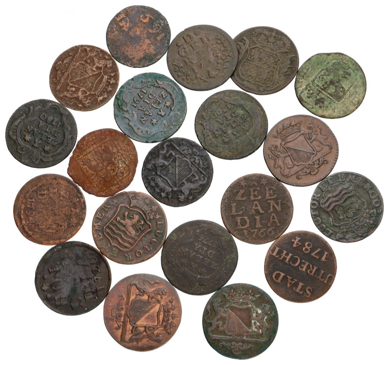 Lot (20) Koperen duiten. Provinciaal. Gemiddeld Fraai. 54,9 g.