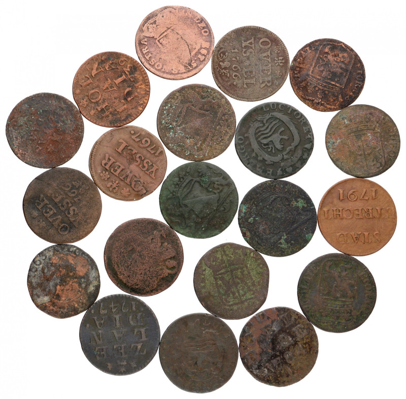 Lot (20) Koperen duiten. Provinciaal. Gemiddeld Fraai. 54,7 g.