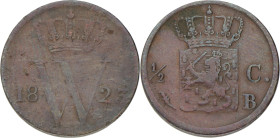 ½ Cent. Willem I. 1823 B. Zeer Fraai -. Sch. 368. 1,8 g.