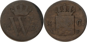 ½ Cent. Willem I. 1827 B. Fraai / Zeer Fraai. Sch. 372. 2 g.