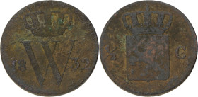 ½ Cent. Willem I. 1832. Zeer Fraai -. Sch. 362. 1,8 g.