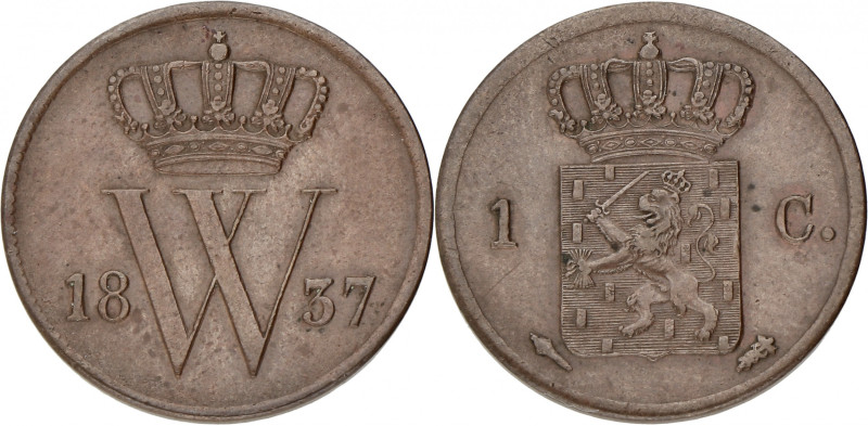 1 Cent. Willem I. 1837. Prachtig. Sch. 336. 3,8 g.