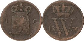 1 Cent. Willem I. 1830 U. Zeer Fraai -. Sch. 333. 3,43 g.