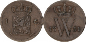 1 Cent. Willem I. 1831. Zeer Fraai +. Sch. 334. 3,58 g.