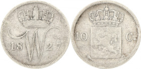 10 Cent. Willem I. 1827 U. Zeer Fraai -. Sch. 307. 1,57 g.