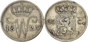 25 Cent. Willem I. 1823. Zeer Fraai. Sch. 294. 4,2 g.