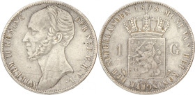 1 Gulden. Willem II. 1848. Zeer Fraai +. Gepoetst. Sch. 526. 9,91 g.