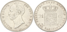 2½ Gulden. Willem II. 1848. Prachtig -. Gepoetst. Sch. 515. 25 g.