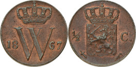 ½ Cent. Willem III. 1867. UNC. Sch. 716. 1,8 g.