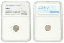 5 Cent. Willem III. 1859. MS 64. NGC Graded: 6637509-51. Sch. 669. 0,68 g.