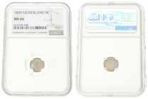 5 Cent. Willem III. 1859. MS 66. NGC Graded: 6637509-048. 0,68 g.