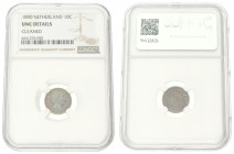 10 Cent. Willem III. 1890. UNC Details. NGC Graded: 6641276-050 Gepoetst. Sch. 665. 1,4 g.