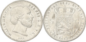 ½ Gulden. Willem III. 1861. Zeer Fraai / Prachtig. Opgewreven. Sch. 628. 5 g.