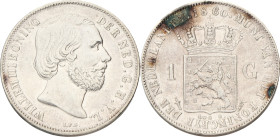 1 Gulden. Willem III. 1860. Zeer Fraai / Prachtig. Sch. 613. 10 g.