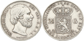 2½ Gulden. Willem III. 1850. Zeer Fraai. Sch. 576. 25 g.