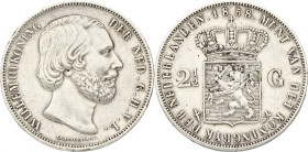 2½ Gulden. Willem III. 1858. Zeer Fraai / Prachtig. Gepoetst. Sch. 584. 25 g.