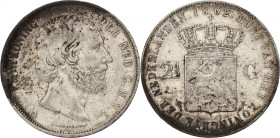 2½ Gulden. Willem III. 1862 Zonder punt. Zeer Fraai +. Sch. 588. 25 g.