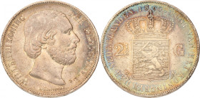 2½ Gulden. Willem III. 1865. Zeer Fraai +. Sch. 591. 24,9 g.