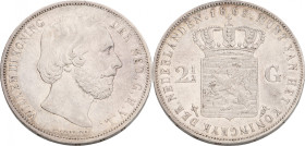 2½ Gulden. Willem III. 1868. Zeer Fraai / Prachtig. Gepoetst. Sch. 594. 24,8 g.