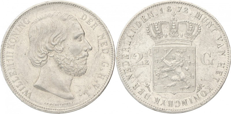 2½ Gulden. Willem III. 1872. Prachtig. Sch. 598. 24,9 g.