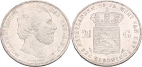 2½ Gulden. Willem III. 1872. UNC -. Sch. 598. 25 g.