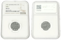 2½ Cent. Wilhelmina. 1941. MS 63. NGC Graded: 6641276-004. Sch. 1037. 2,8 g.