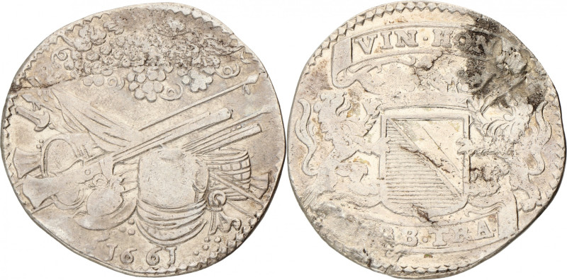 Nederland. Utrecht. 1661. Schutters wijnpenning. Ar. 29,74 mm. 6,6 g. F.