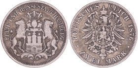German states. Hamburg. 2 Mark. 1876 J. VF -. AKS 47, J. 61.