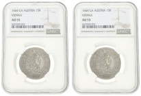 Austrian Empire. Vienna. Leopold I. 15 Kreuzer. 1664 CA. AU 55. NGC Graded: 6637509-025. 6,09 g.