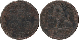 Belgium. Leopold I. 10 Centimes. 1848/37 with point. Edge damage. M. 64b. 19,12 g. F.