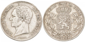 Belgium. Leopold I. 2½ Francs - Small head. 1849. VF / XF. Cleaned. M. 47. 12,45 g.