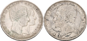 Belgium. Leopold I. 5 Francs - Medallic of the mariage of the duke and duchess of Brabant. 1853. VF +. M. M/2b. 24,9 g.