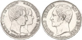 Belgium. 5 Francs - Medallic of the mariage of the duke and duchess of Brabant. 1853. XF -. Cleaned. M. M/2b. LA#BHM-2.2. 25 g.