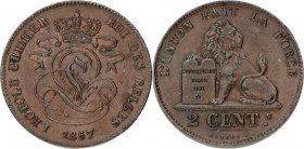 Belgium. Leopold I. 2 Centimes. 1857. M. 105. 4,06 g. XF.