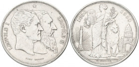 Belgium. Leopold II. 5 Francs - 50th anniversary of the Belgian Independence. 1880. VF. Cleaned. 14 rays. 24,7 g.