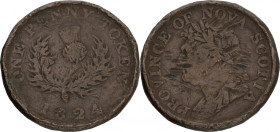 Canada. Nova Scotia. George III. ½ Penny. 1824. F +. 16,9 g.