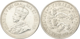 Cyprus. Crown colony. George V. 45 Piastres. 1928. XF -. Cleaned. 28,31 g.