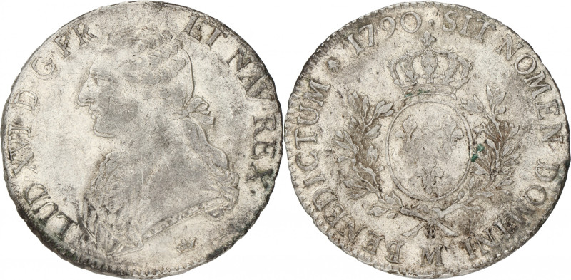 France. Louis XVI. Ecu. 1790 M. VF +. 29,1 g.