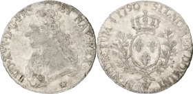 France. Louis XVI. Ecu. 1790 W. VF. 29,1 g.